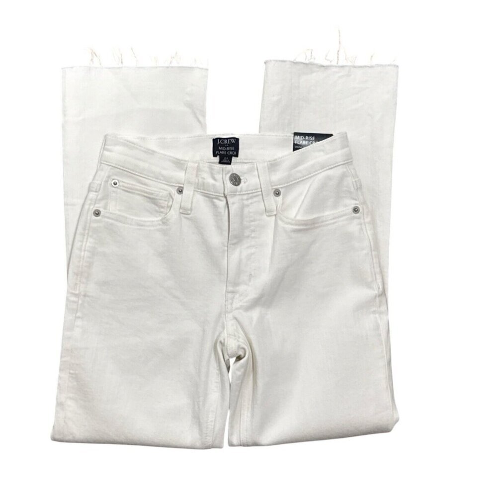 J.Crew Women's 24 Mid Rise‎ Flare Crop Off-White Jeans NWT Signature Stretch